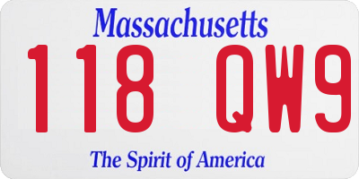 MA license plate 118QW9