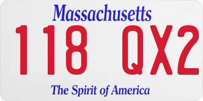 MA license plate 118QX2