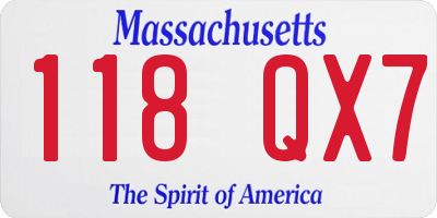 MA license plate 118QX7