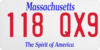 MA license plate 118QX9