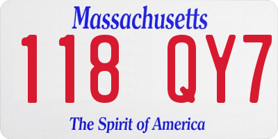 MA license plate 118QY7