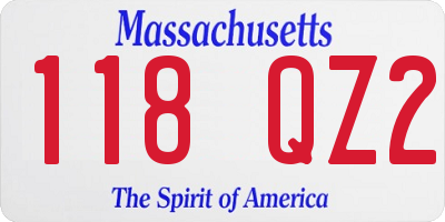 MA license plate 118QZ2