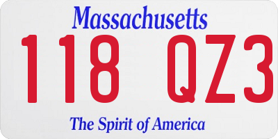 MA license plate 118QZ3