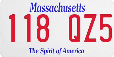 MA license plate 118QZ5