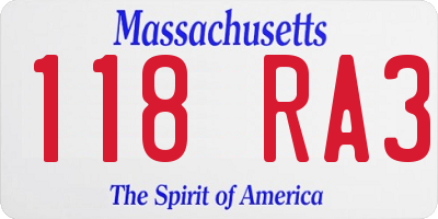 MA license plate 118RA3