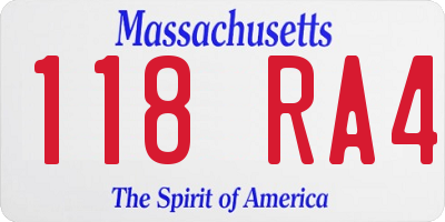 MA license plate 118RA4