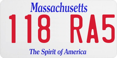 MA license plate 118RA5