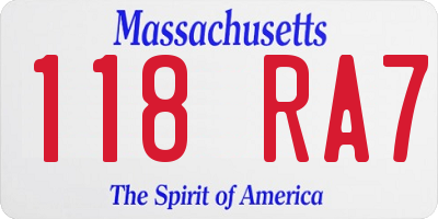 MA license plate 118RA7