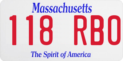 MA license plate 118RB0