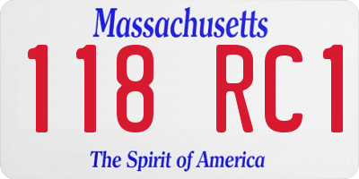 MA license plate 118RC1