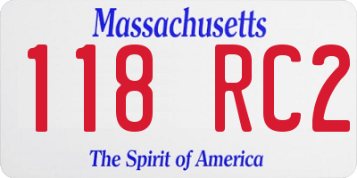 MA license plate 118RC2