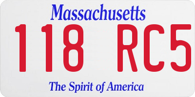 MA license plate 118RC5