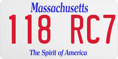 MA license plate 118RC7