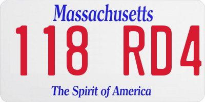 MA license plate 118RD4