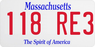 MA license plate 118RE3