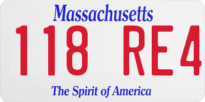 MA license plate 118RE4
