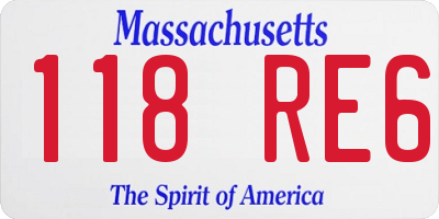 MA license plate 118RE6