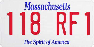 MA license plate 118RF1