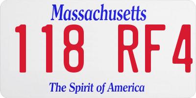 MA license plate 118RF4