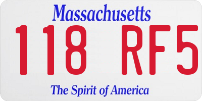 MA license plate 118RF5