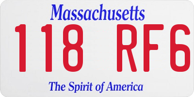 MA license plate 118RF6
