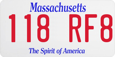 MA license plate 118RF8