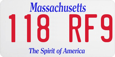 MA license plate 118RF9