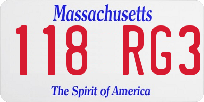 MA license plate 118RG3