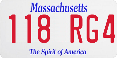 MA license plate 118RG4