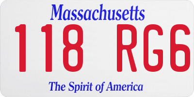 MA license plate 118RG6