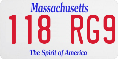 MA license plate 118RG9