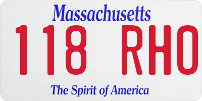 MA license plate 118RH0