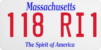 MA license plate 118RI1