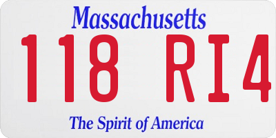 MA license plate 118RI4