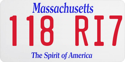 MA license plate 118RI7