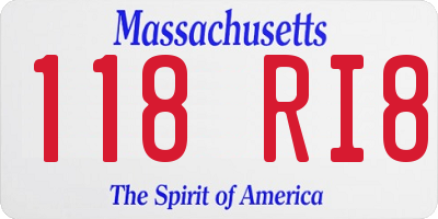 MA license plate 118RI8