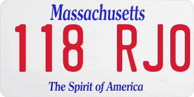 MA license plate 118RJ0