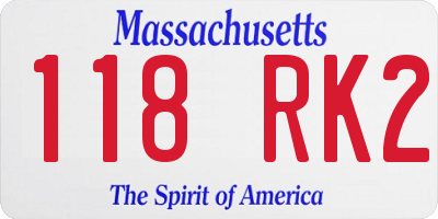 MA license plate 118RK2