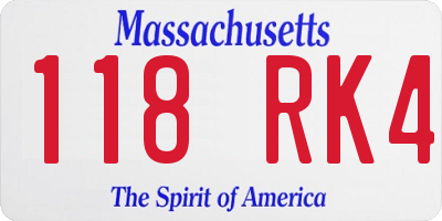 MA license plate 118RK4