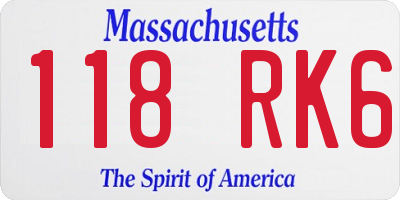 MA license plate 118RK6