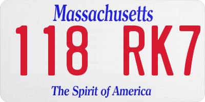 MA license plate 118RK7
