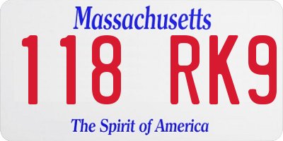 MA license plate 118RK9