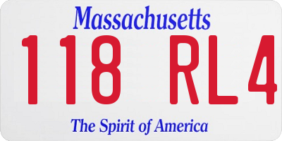 MA license plate 118RL4