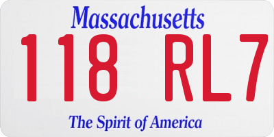 MA license plate 118RL7