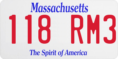 MA license plate 118RM3