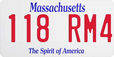 MA license plate 118RM4