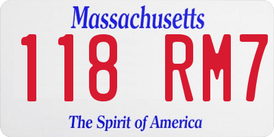 MA license plate 118RM7
