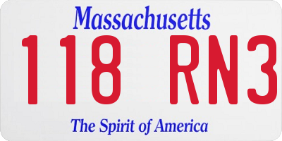 MA license plate 118RN3