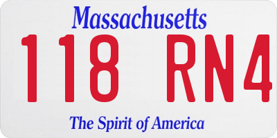 MA license plate 118RN4