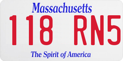 MA license plate 118RN5